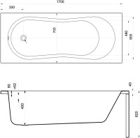 Акриловая ванна Cersanit Nike 170x70 см, пристенная, ультрабелая, с каркасом