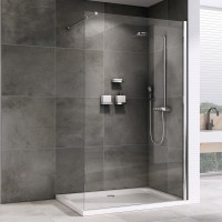 Душевая перегородка Abber Immer Offen AG61120 120 см, профиль хром, стекло прозрачное
