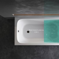 Акриловая ванна AM.PM Sense 150x70 см, пристенная, белая, с каркасом