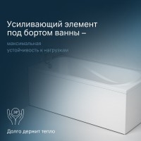 Акриловая ванна AM.PM Sense 150x70 см, пристенная, белая, с каркасом