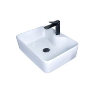 Накладная раковина GID Geometrico N9091 48 глянцевая белая, прямоугольная, фаянс, с 1 отверстием под смеситель