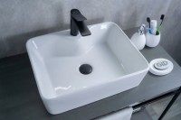 Накладная раковина GID Geometrico N9091 48 глянцевая белая, прямоугольная, фаянс, с 1 отверстием под смеситель