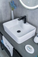 Накладная раковина GID Geometrico N9091 48 глянцевая белая, прямоугольная, фаянс, с 1 отверстием под смеситель