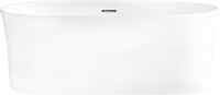 Акриловая ванна BelBagno BB409-1500-800 150x80 см, пристенная, белая, овальная, со сливом-переливом