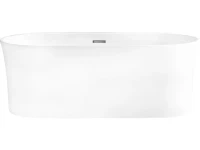 Акриловая ванна BelBagno BB409-1500-800 150x80 см, пристенная, белая, овальная, со сливом-переливом