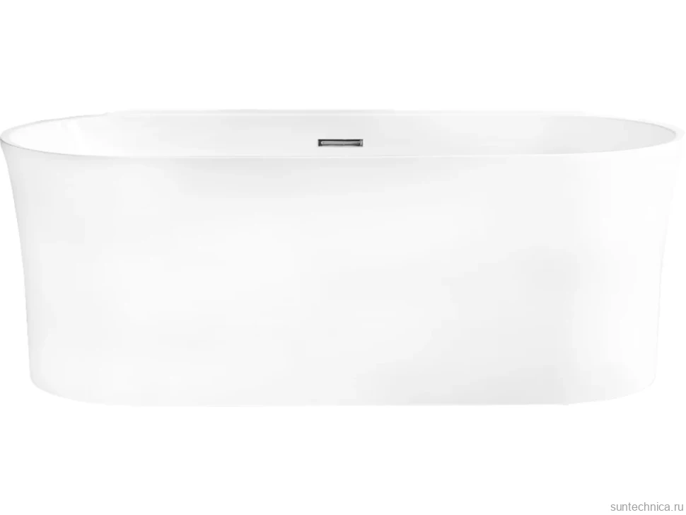 Акриловая ванна BelBagno BB409-1500-800 150x80 см, пристенная, белая, овальная, со сливом-переливом