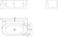 Акриловая ванна BelBagno BB409-1500-800 150x80 см, пристенная, белая, овальная, со сливом-переливом
