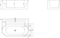 Акриловая ванна BelBagno BB409-1500-800 150x80 см, пристенная, белая, овальная, со сливом-переливом