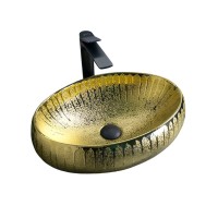 Накладная раковина GID Lago 9030g 48 золото, овальная, фаянс