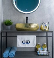 Накладная раковина GID Lago 9030g 48 золото, овальная, фаянс