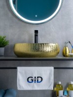 Накладная раковина GID Lago 9030g 48 золото, овальная, фаянс
