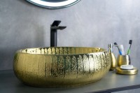 Накладная раковина GID Lago 9030g 48 золото, овальная, фаянс