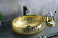 Накладная раковина GID Lago 9030g 48 золото, овальная, фаянс