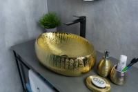 Накладная раковина GID Lago 9030g 48 золото, овальная, фаянс