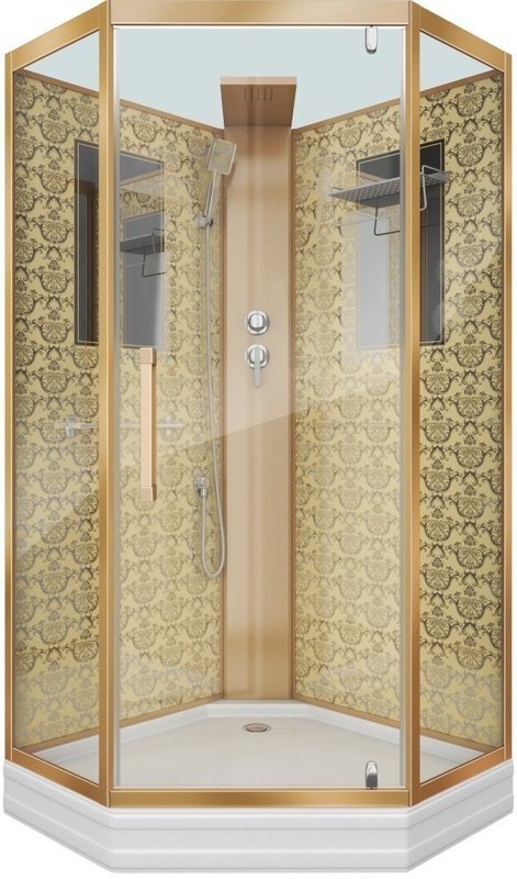 Душевая кабина Niagara Luxe NG-7799GBK 90х90x210 золото, с низким поддоном, без крыши