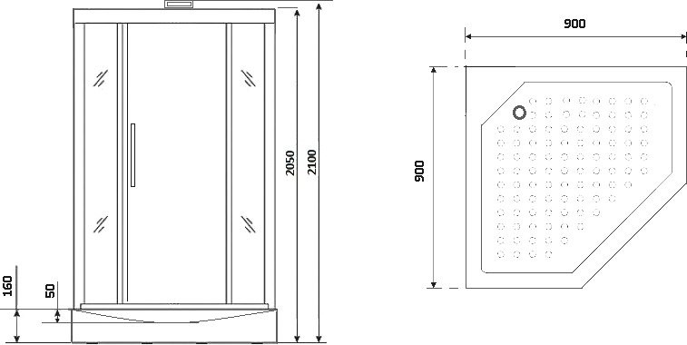 Душевая кабина Niagara Luxe NG-7799GBK 90х90x210 золото, с низким поддоном, без крыши