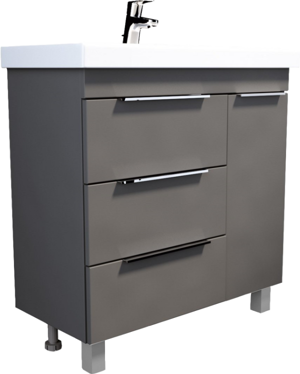 Тумба с раковиной 1MarKa Gaula 80Н черная, 3 ящика, 1 дверца