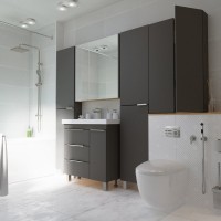 Тумба с раковиной 1MarKa Gaula 80Н черная, 3 ящика, 1 дверца