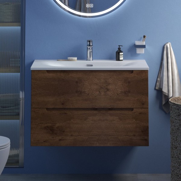 Тумба с раковиной BelBagno Etna 80 rovere moro, раковина BB-8099-80