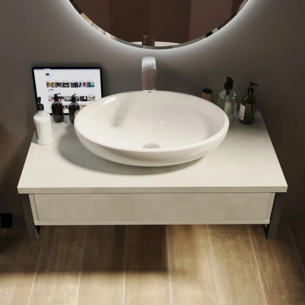 Мебель для ванной комнаты 1MarKa Grunge Loft 100 бетон светлый