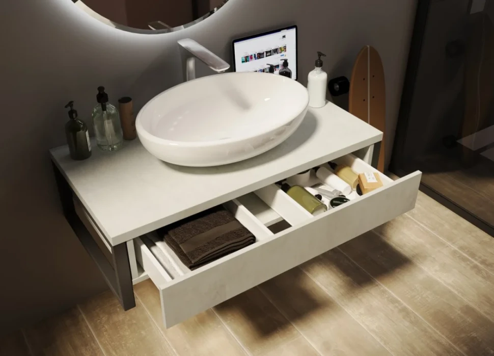 Мебель для ванной комнаты 1MarKa Grunge Loft 100 бетон светлый