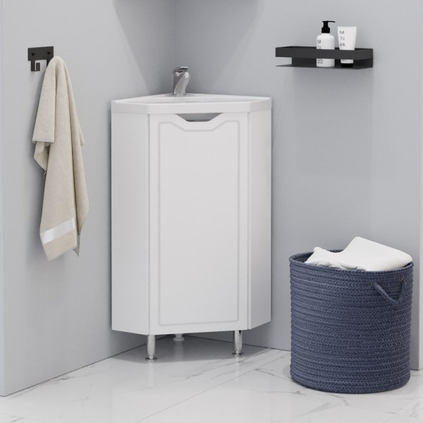Тумба под раковину без столешницы Corozo Мирра 40 напольная, угловая, глянцевая белая