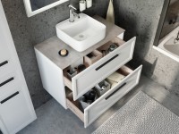 Тумба с раковиной STWORKI Эстерсунд 90 белая матовая, простоун беж