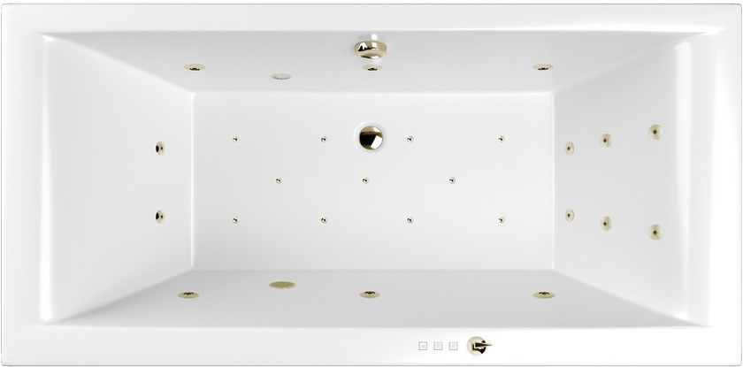 Акриловая ванна WHITECROSS Savia Duo ULTRA 170x80 см, пристенная, с гидромассажем, белая, с каркасом, со сливом-переливом, фурнитура бронза