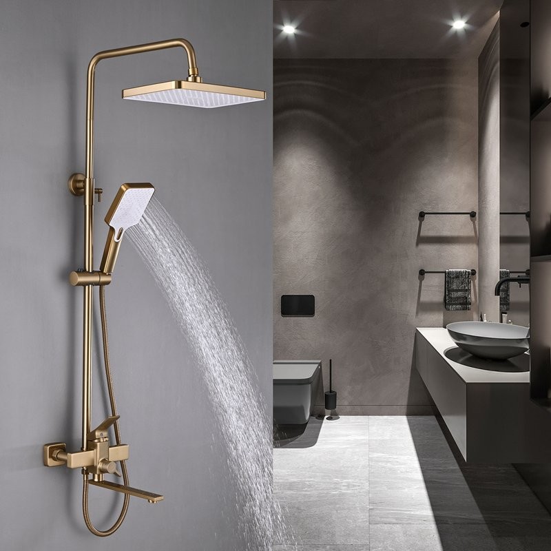 Душевая стойка Shevanik S6136G золотой сатин