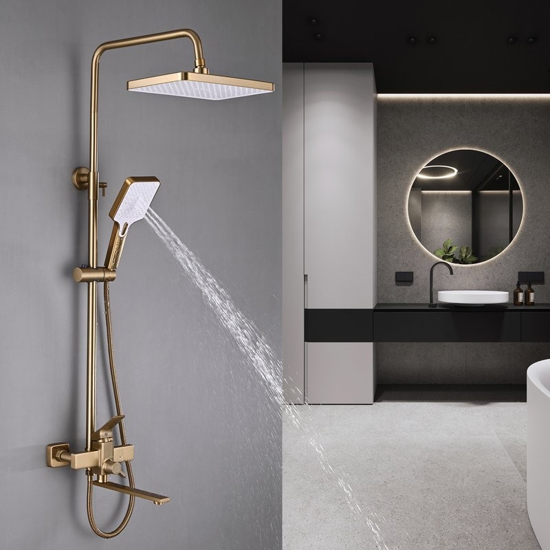 Душевая стойка Shevanik S6136G золотой сатин