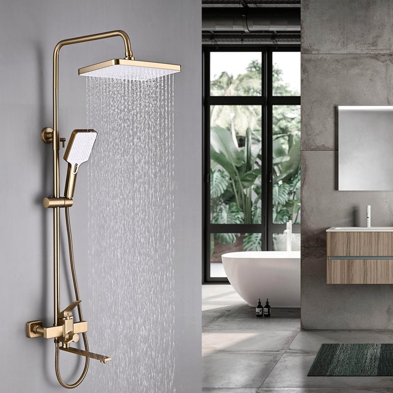 Душевая стойка Shevanik S6136G золотой сатин