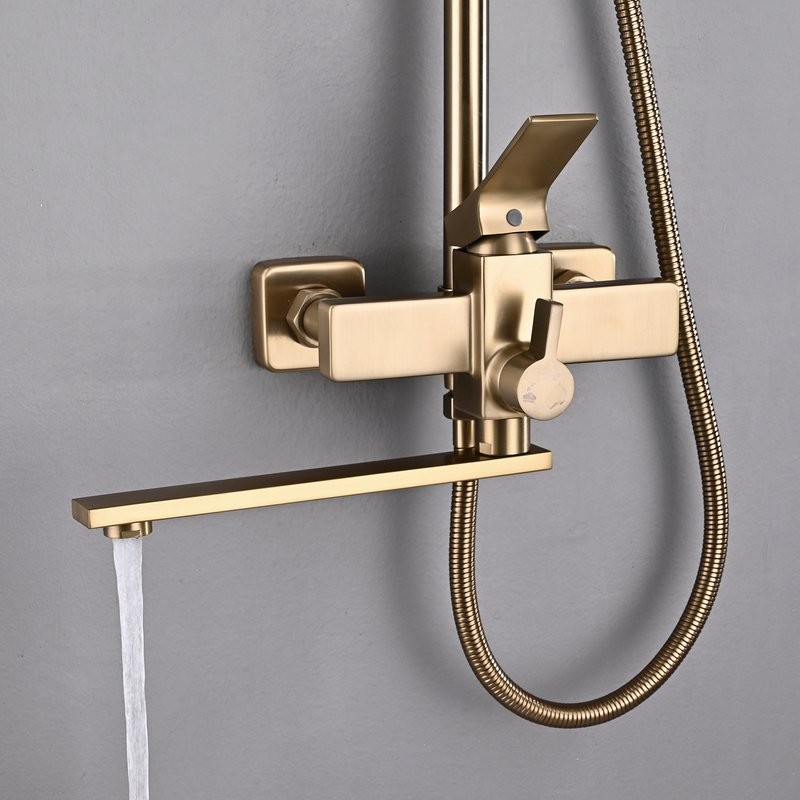 Душевая стойка Shevanik S6136G золотой сатин