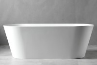 Акриловая ванна Abber AB9222-1.5 150x70 см, отдельностоящая, белая, овальная, с каркасом, со сливом-переливом
