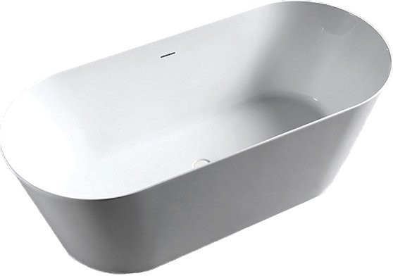 Акриловая ванна Abber AB9222-1.5 150x70 см, отдельностоящая, белая, овальная, с каркасом, со сливом-переливом