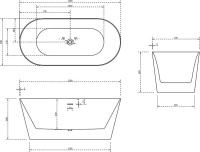 Акриловая ванна Abber AB9222-1.5 150x70 см, отдельностоящая, белая, овальная, с каркасом, со сливом-переливом
