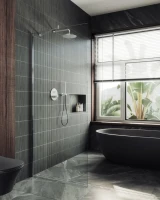 Душевая перегородка Maybahglass MGD-695-5ш 79 см, профиль хром матовый, стекло прозрачное