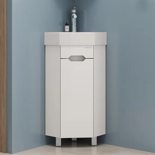 Тумба с раковиной Onika Айленд 35 напольная, угловая, белая