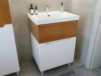 Тумба с раковиной SanStar Valencia 60 напольная, орех ноче эко, белая