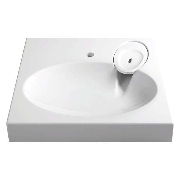 Раковина над стиральной машиной Belux Idea SET IDS-60 глянцевая белая, квадратная, с комплектом кронштейнов