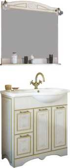 Мебель для ванной Sanflor Адель 82, белая, патина золото, L
