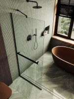 Душевая перегородка Maybahglass MGD-732-6у 89 см, профиль черный, стекло прозрачное