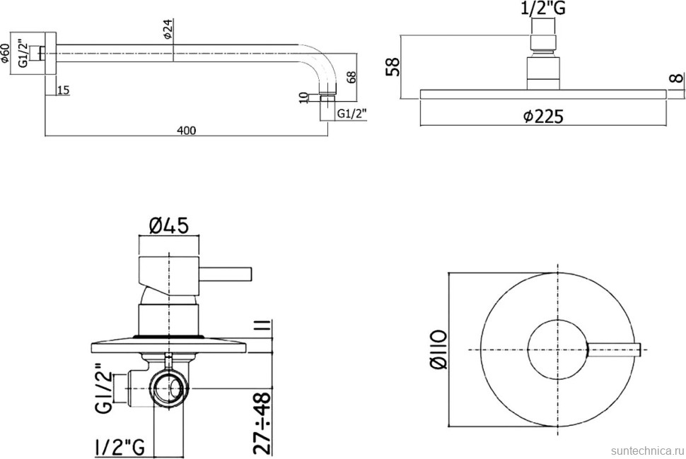 Душевой комплект Paffoni Light KITLIG011CR С ВНУТРЕННЕЙ ЧАСТЬЮ, хром