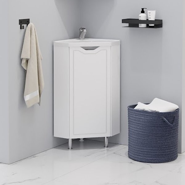 Тумба с раковиной Corozo Мирра 40 напольная, угловая, белая