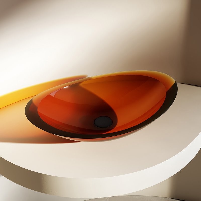 Накладная раковина Abber Kristall AT2808Opal 61 коричневая, овальная