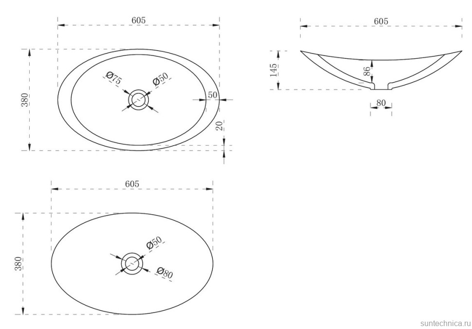 Накладная раковина Abber Kristall AT2808Opal 61 коричневая, овальная