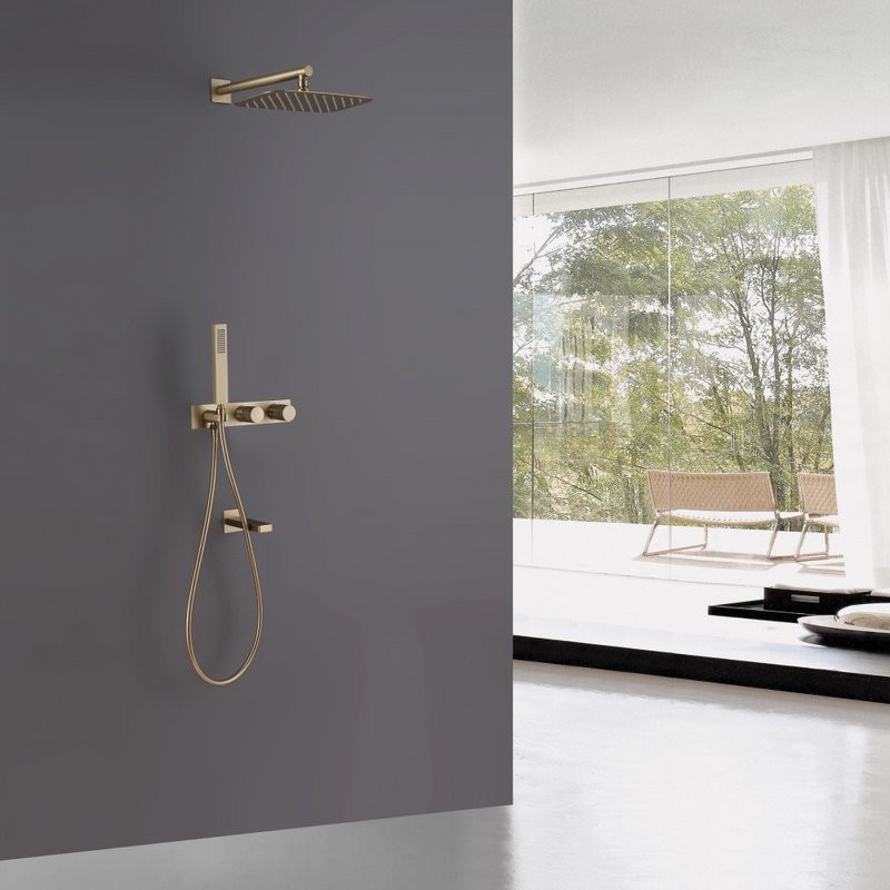 Душевой комплект Abber Rund AF8717G С ВНУТРЕННЕЙ ЧАСТЬЮ, матовое золото