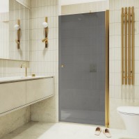Душевая дверь в нишу Maybahglass MGD-812-3 90 см, профиль золото, стекло графит