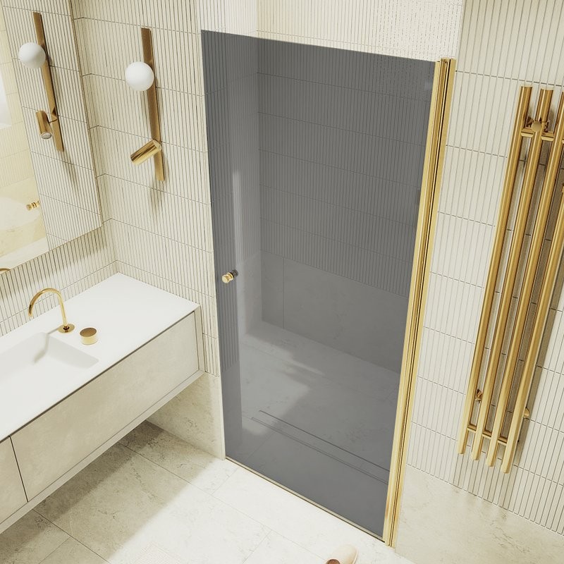 Душевая дверь в нишу Maybahglass MGD-812-3 90 см, профиль золото, стекло графит
