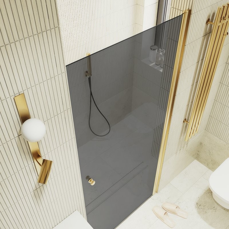Душевая дверь в нишу Maybahglass MGD-812-3 90 см, профиль золото, стекло графит