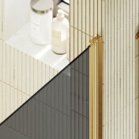 Душевая дверь в нишу Maybahglass MGD-812-3 90 см, профиль золото, стекло графит